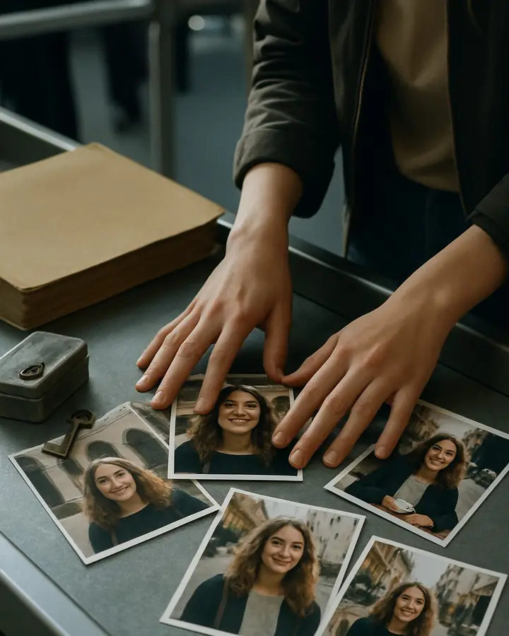 À l'aéroport, la valise de son mari cachait des photos d'elle prises avant leur rencontre