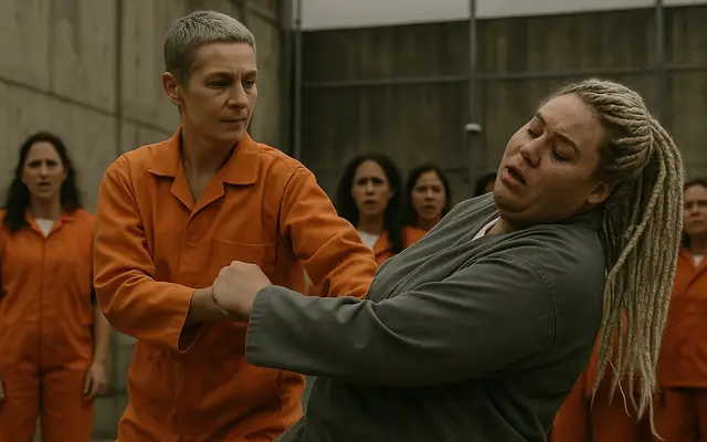 Dans la cour de la prison, la petite nouvelle fit tomber la terreur